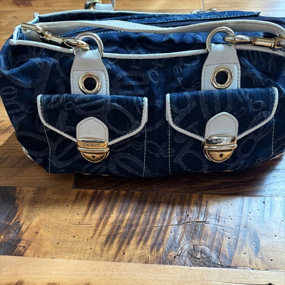 Bebe Las Angeles Purse/Handbag Denim Y2K Bag With Leather and Charms - Picture 1 of 13